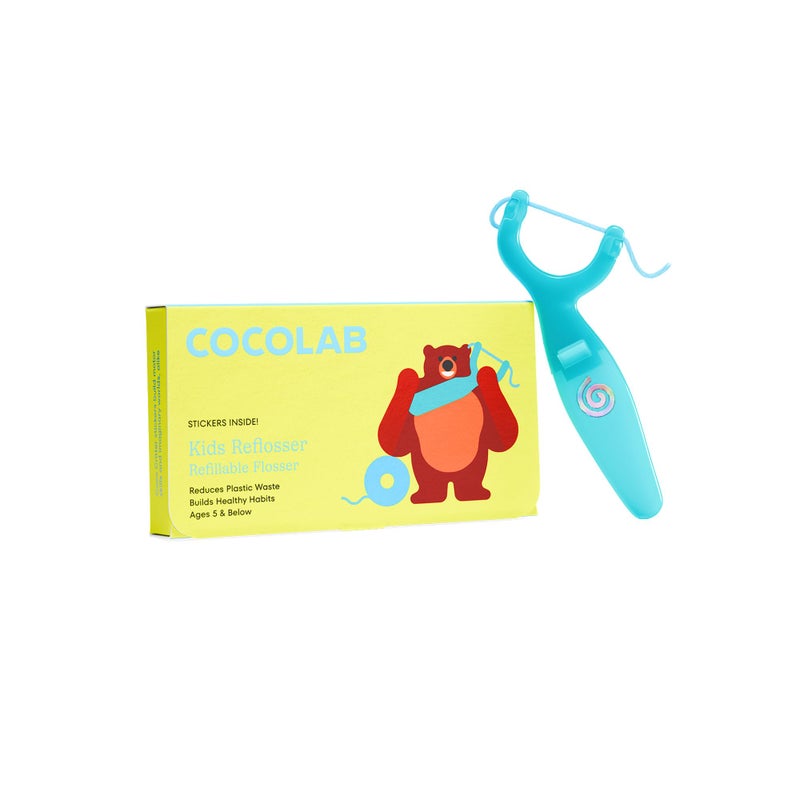 Cocolab Kids Reflosser Reusable BPAFree Flosser for Children with Sticker Pack DentistDesigned EcoFriendly Oral Care Tool Floss Holder for Healthy Teeth Floss Not Included